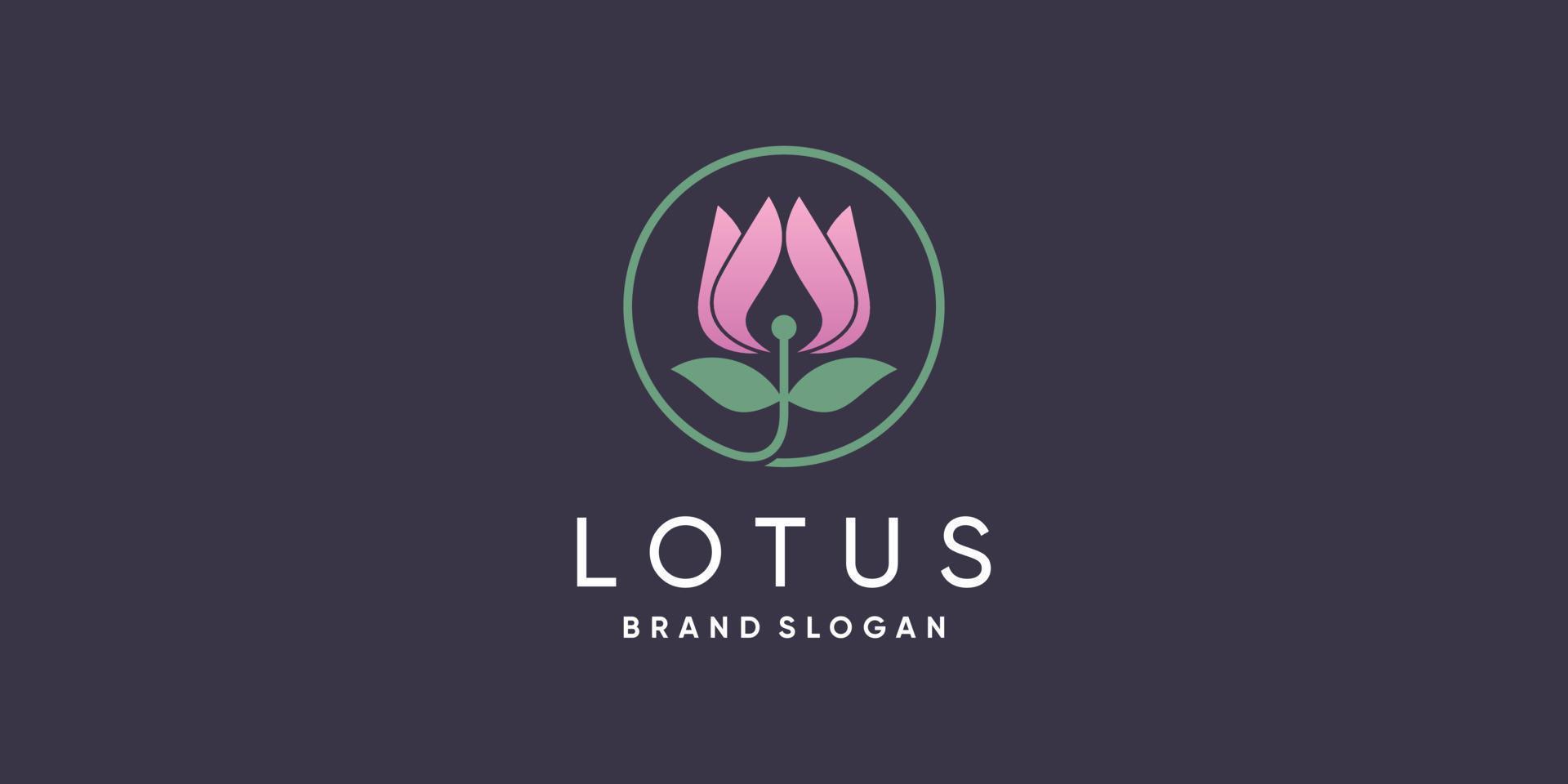 lotus logo concept met frisse en unieke stijl premium vector