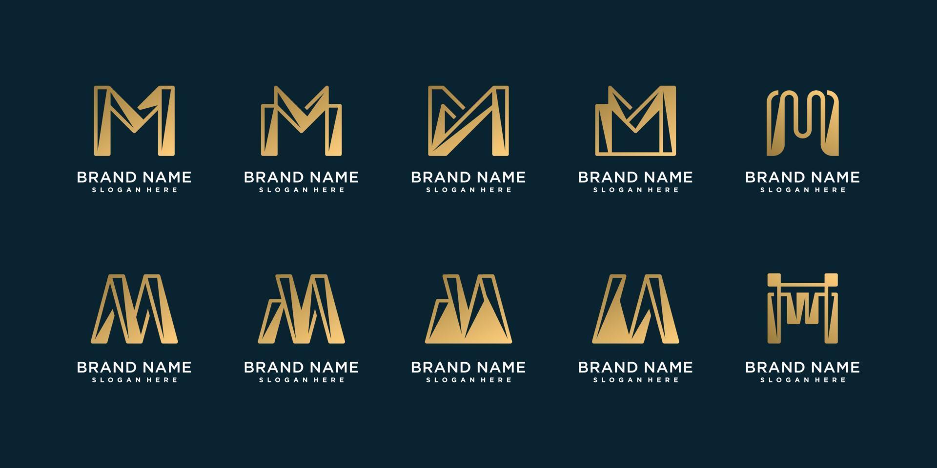 letter m-logocollectie met creatief ontwerp premium vector