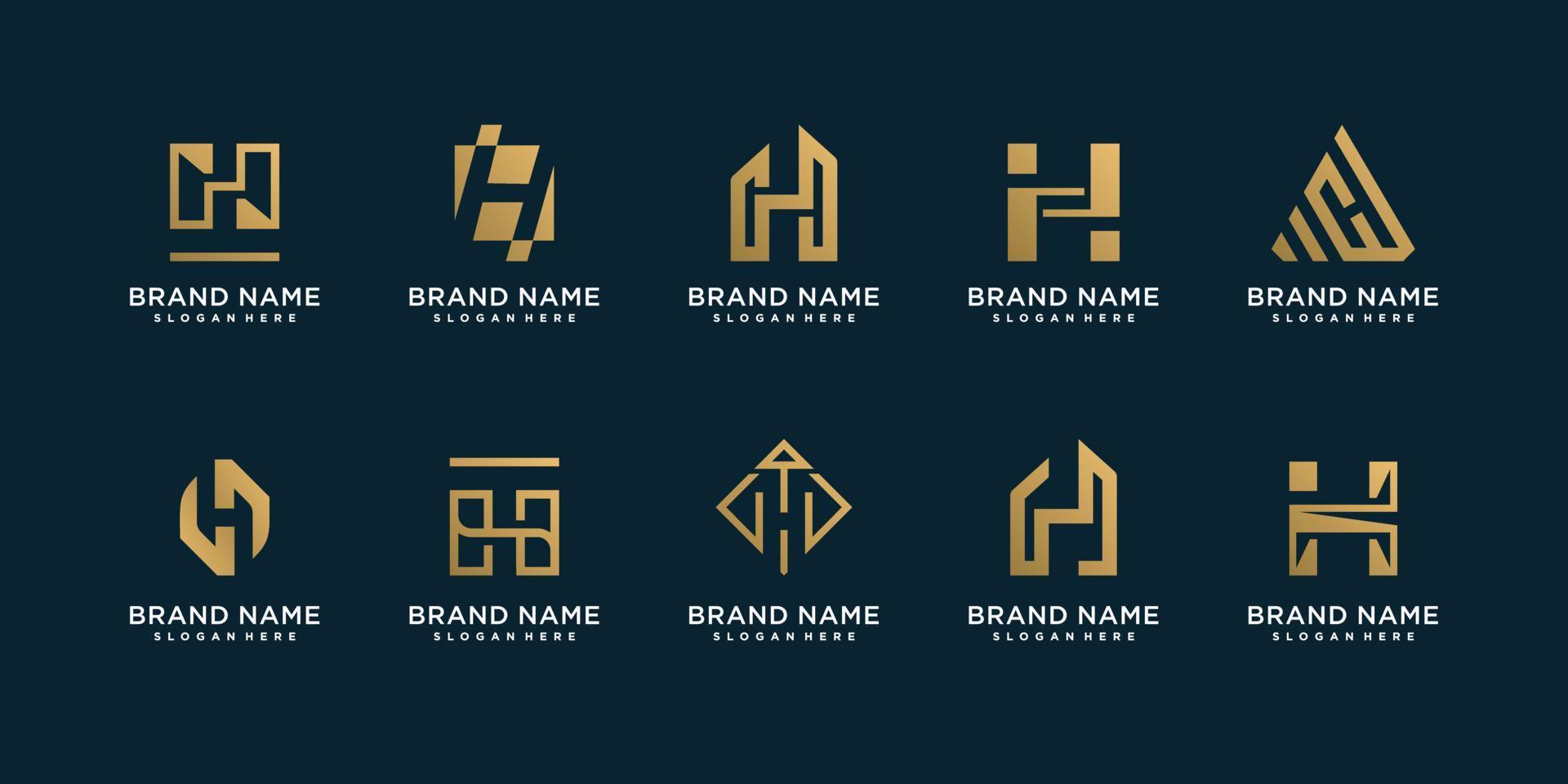 letter h logo-collectie met creatieve abstracte elementstijl premium vector