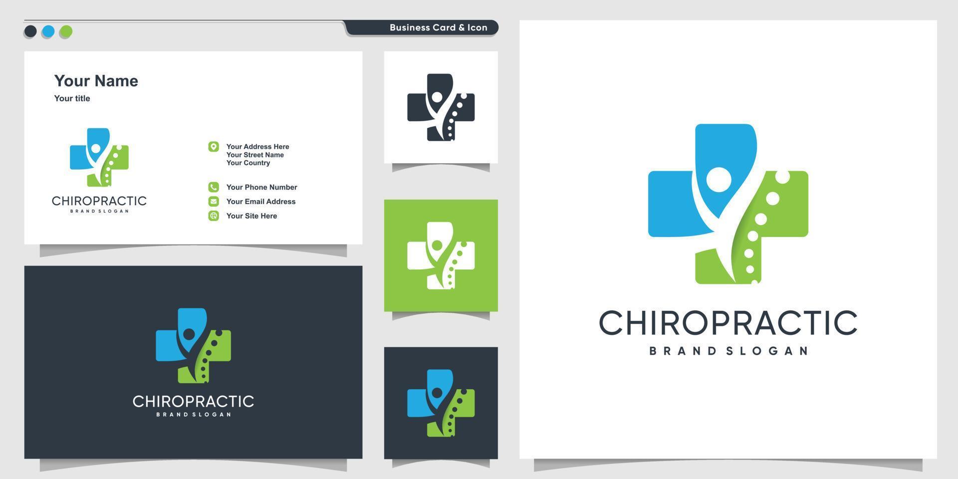 chiropractie pictogram vector logo ontwerp met creatieve unieke frisse concept premium vector