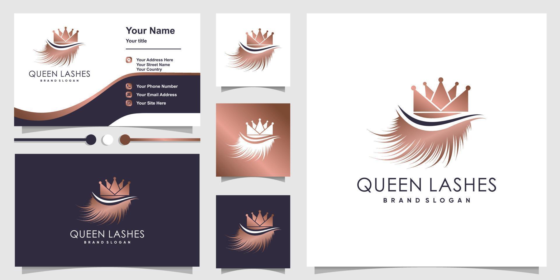 koningin wimpers pictogram vector logo ontwerp met creatieve unieke frisse concept premium vector