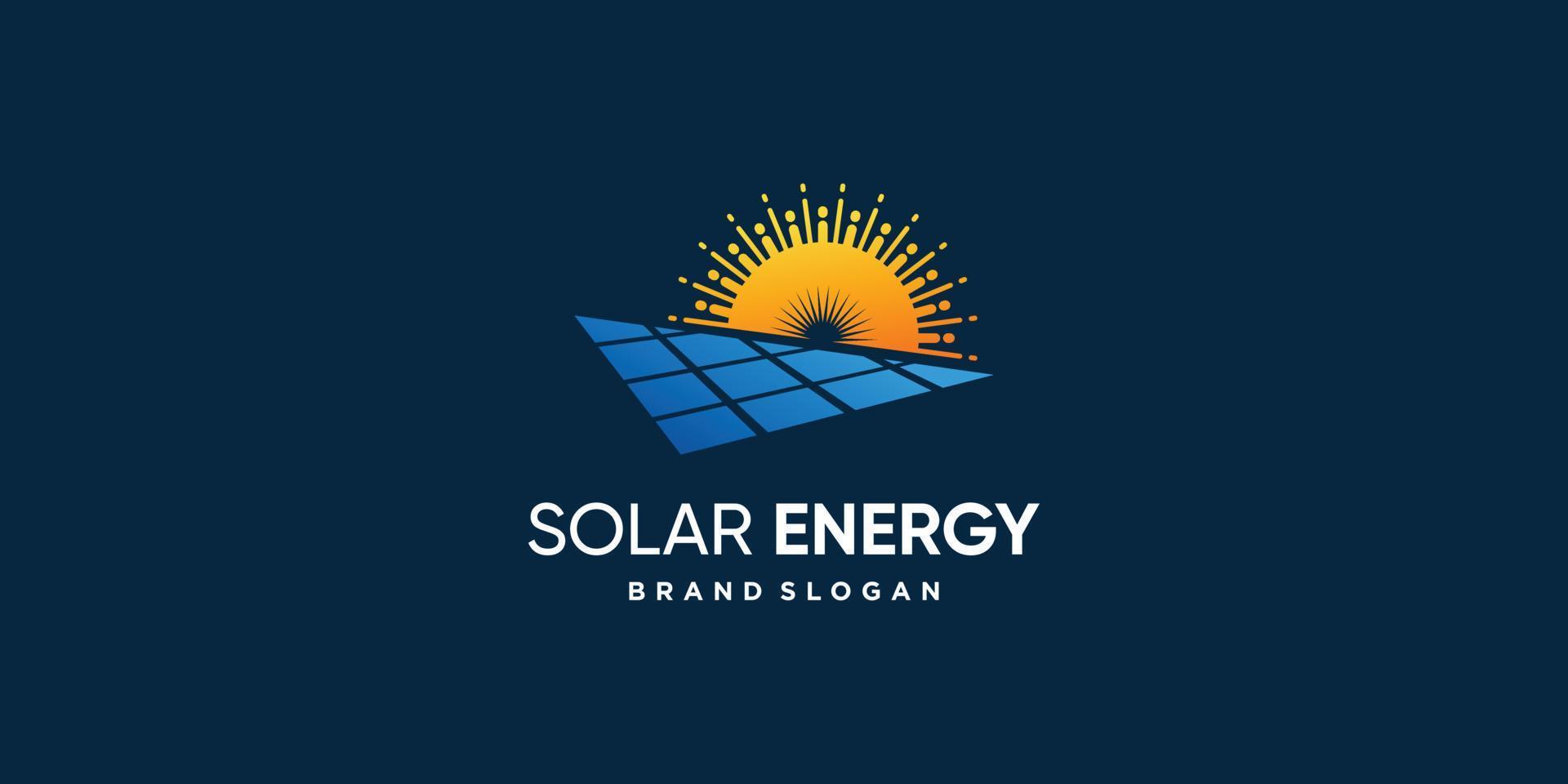 zonne-logo-ontwerp met moderne creatieve concept premium vector