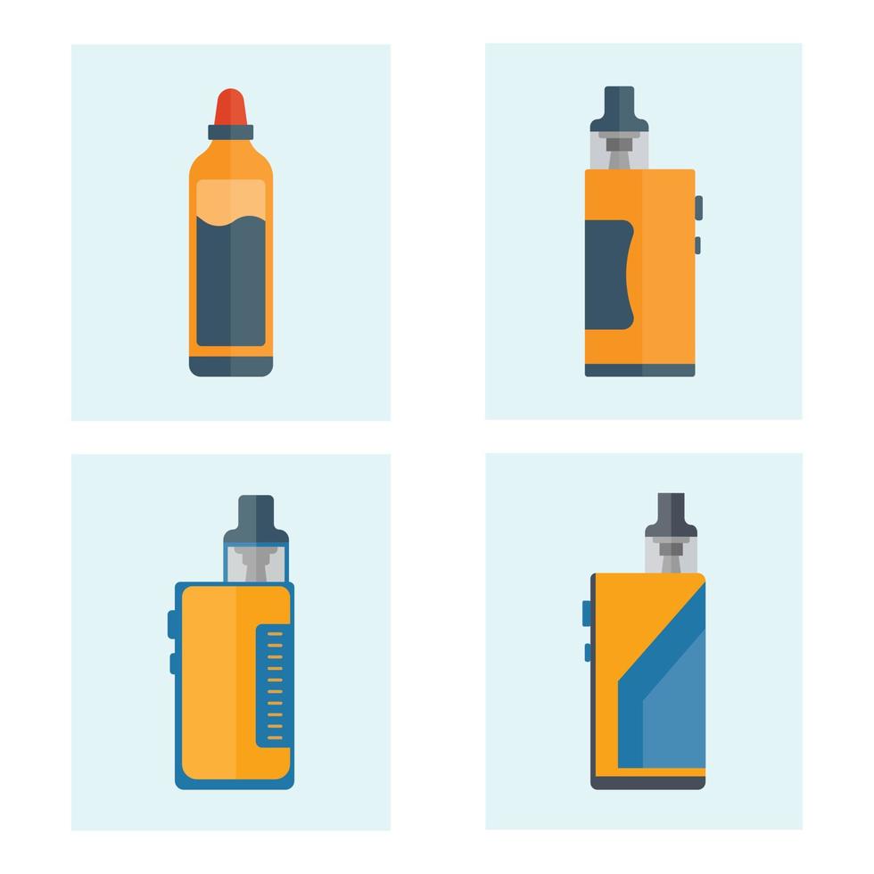 elektronische vape clip art set, vlakke afbeelding kleurrijk en premium vector. gratis download en vectorbestand. vector