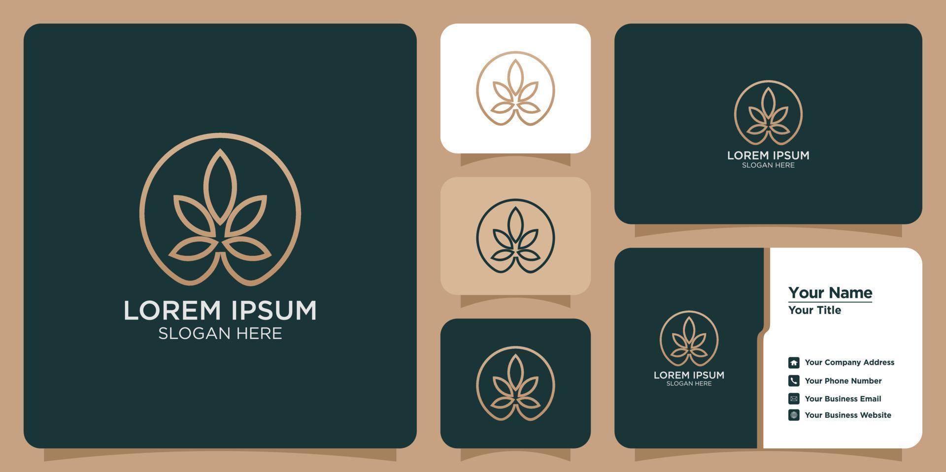 vrouwelijk schoonheidsbloemlogo-ontwerp met abstract luxe blad vector