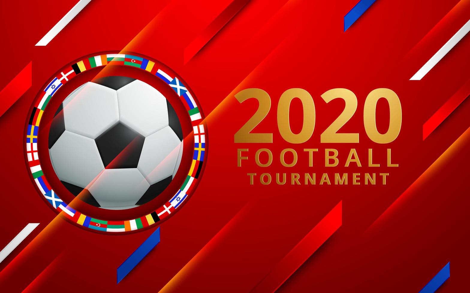 2020 voetbaltoernooi met cirkel van vlaggen vector