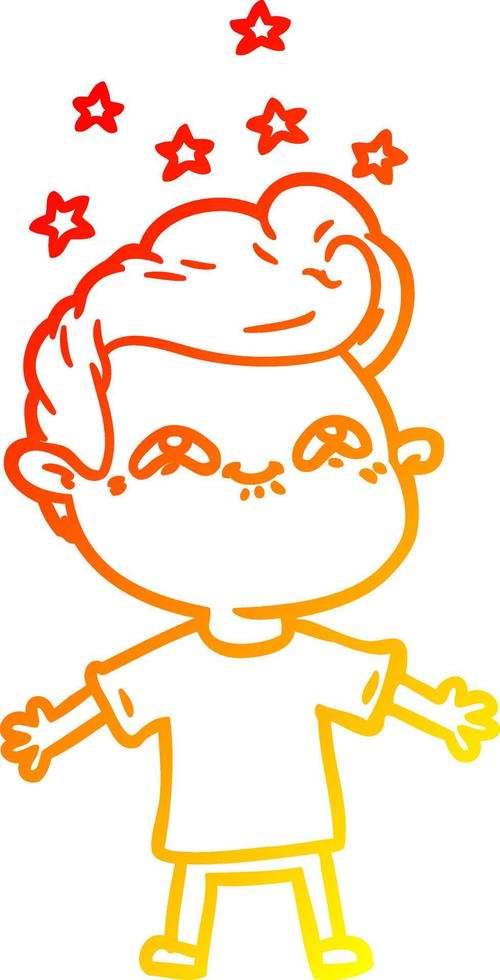 warme gradiënt lijntekening happy cartoon boy vector