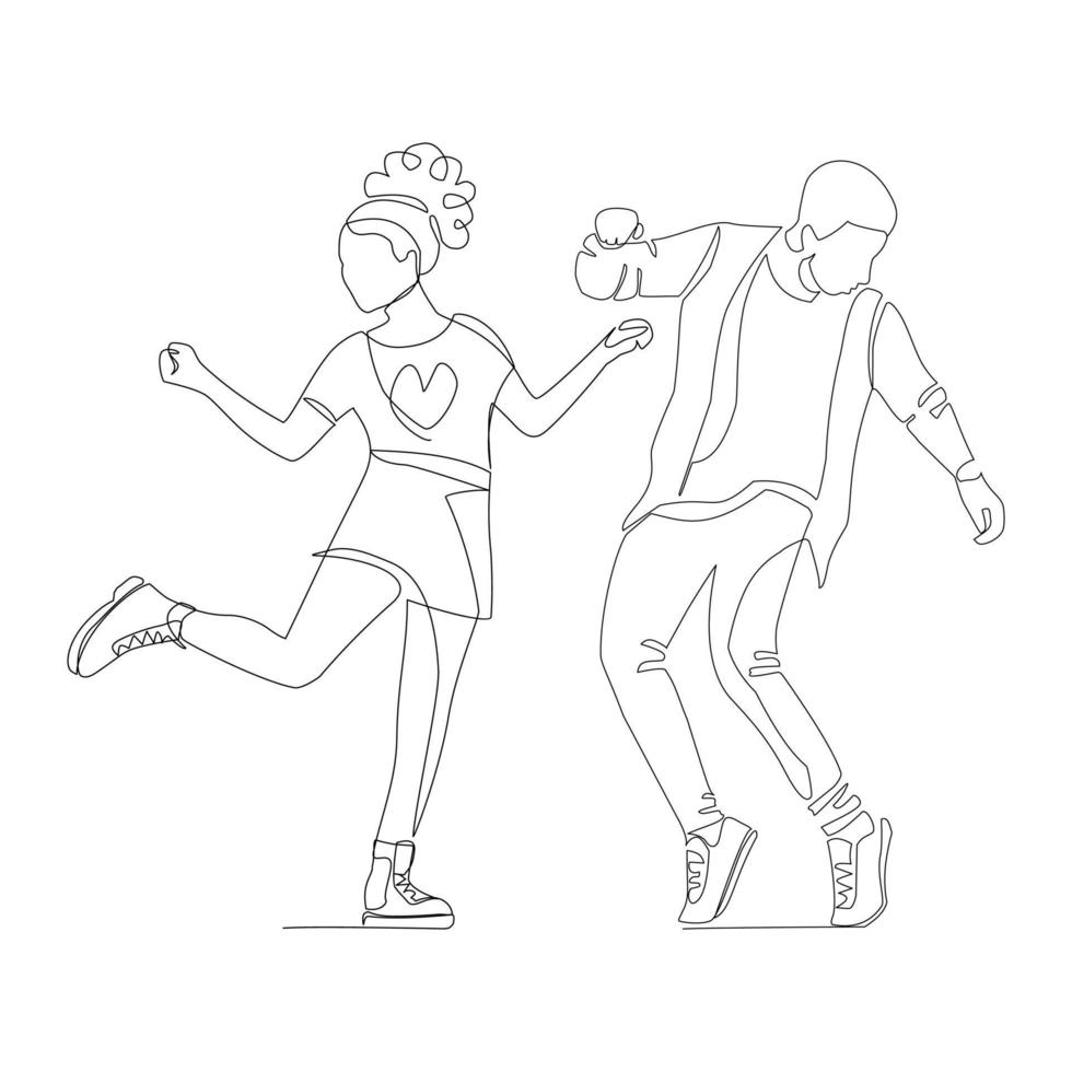 vectorillustratie van een dansend volk getekend in lijn kunststijl vector