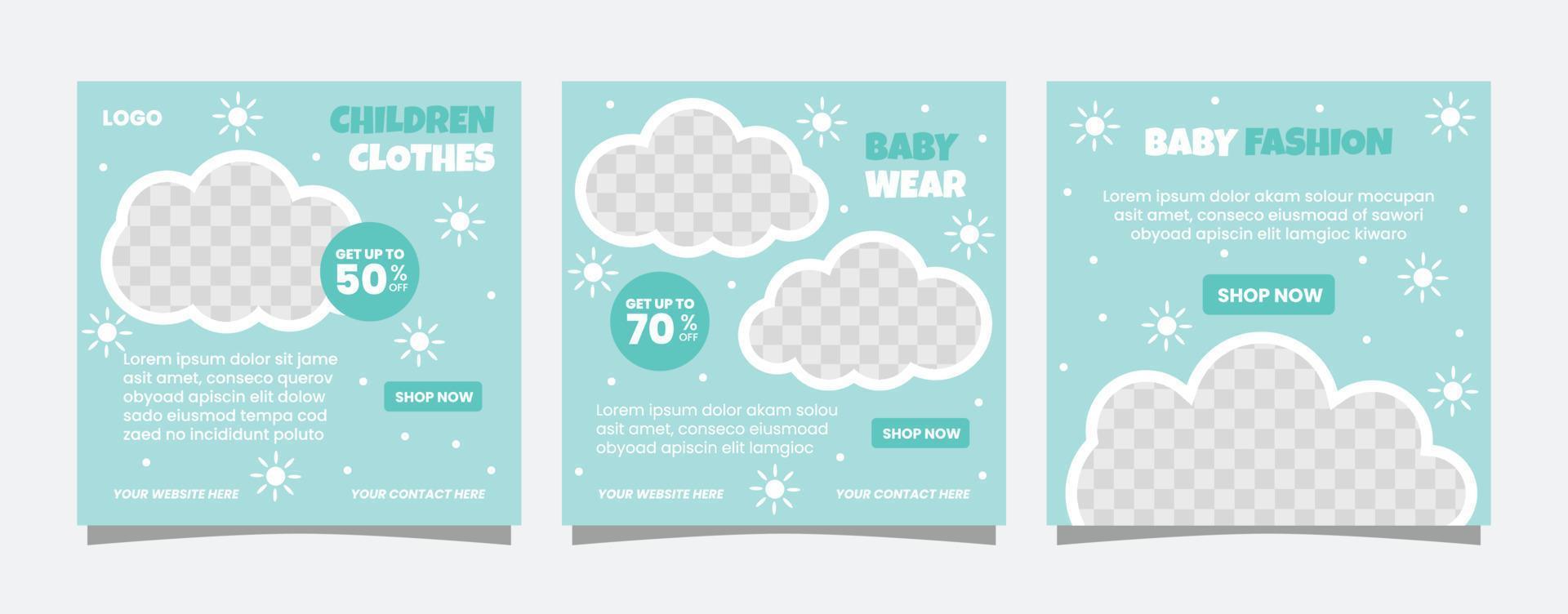 babymode met schattig ornament voor post op sociale media vector