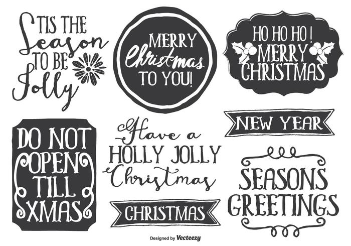 Leuke Messy Handgetekende Style Christmas Label Set vector