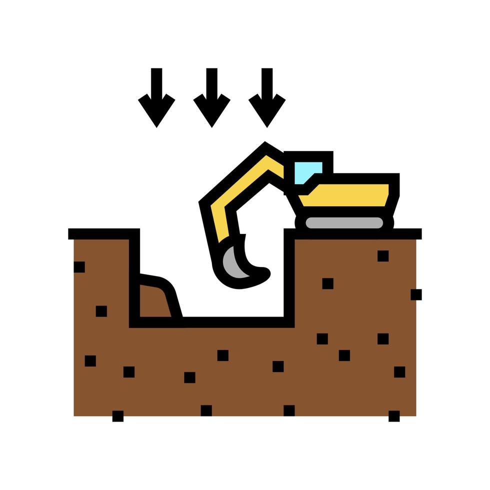 uitgraving pit voor het bouwen van kleur pictogram vectorillustratie vector