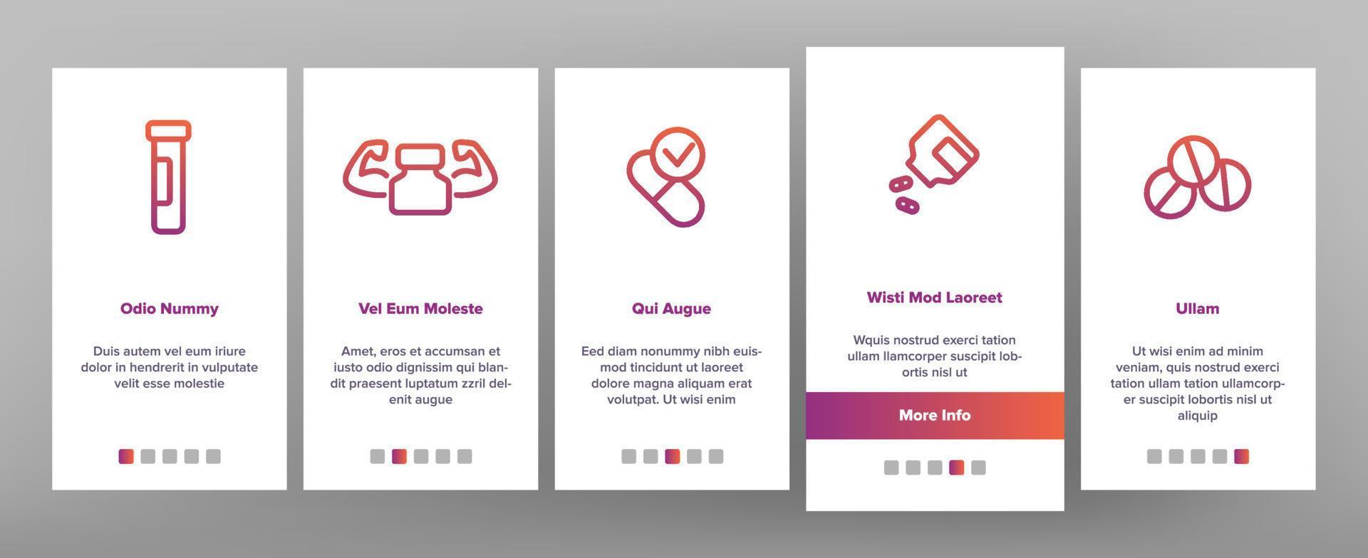 supplementen pictogrammen onboarding set vector