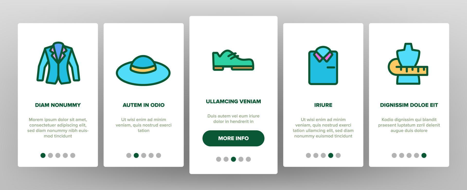 mode en kleding onboarding pictogrammen instellen vector