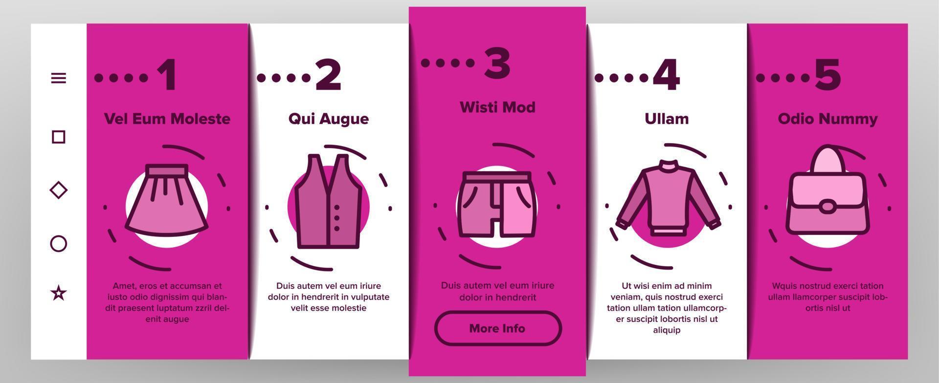 mode en kleding onboarding pictogrammen instellen vector