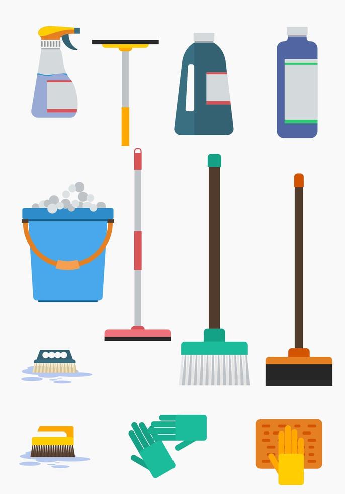 bewerkbare verschillende reinigingsgereedschappen vector illustratie pictogrammen ingesteld voor huiszorg gerelateerd ontwerpproject
