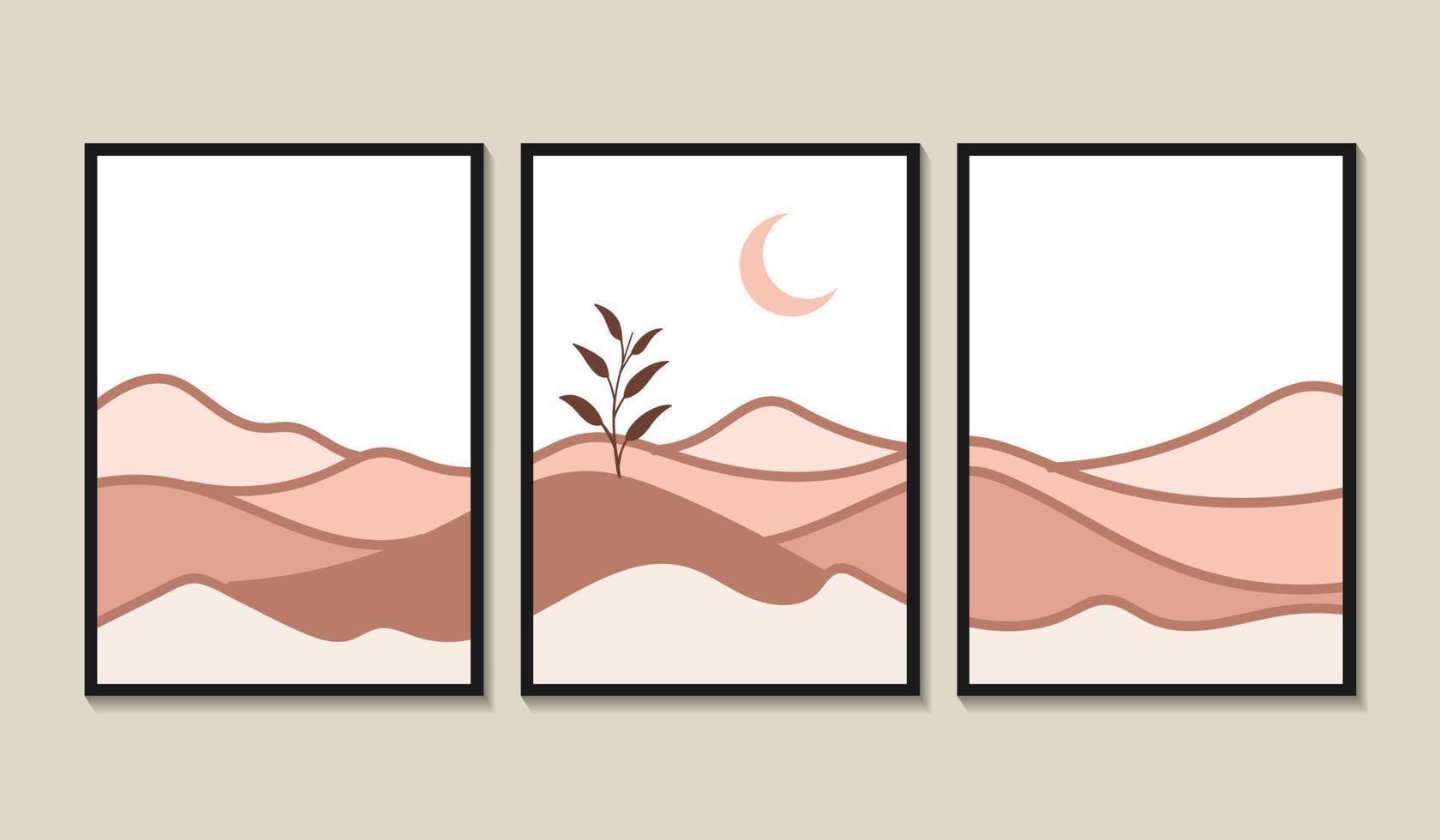 kunst landschap muur set. botanisch. abstract landschap vector