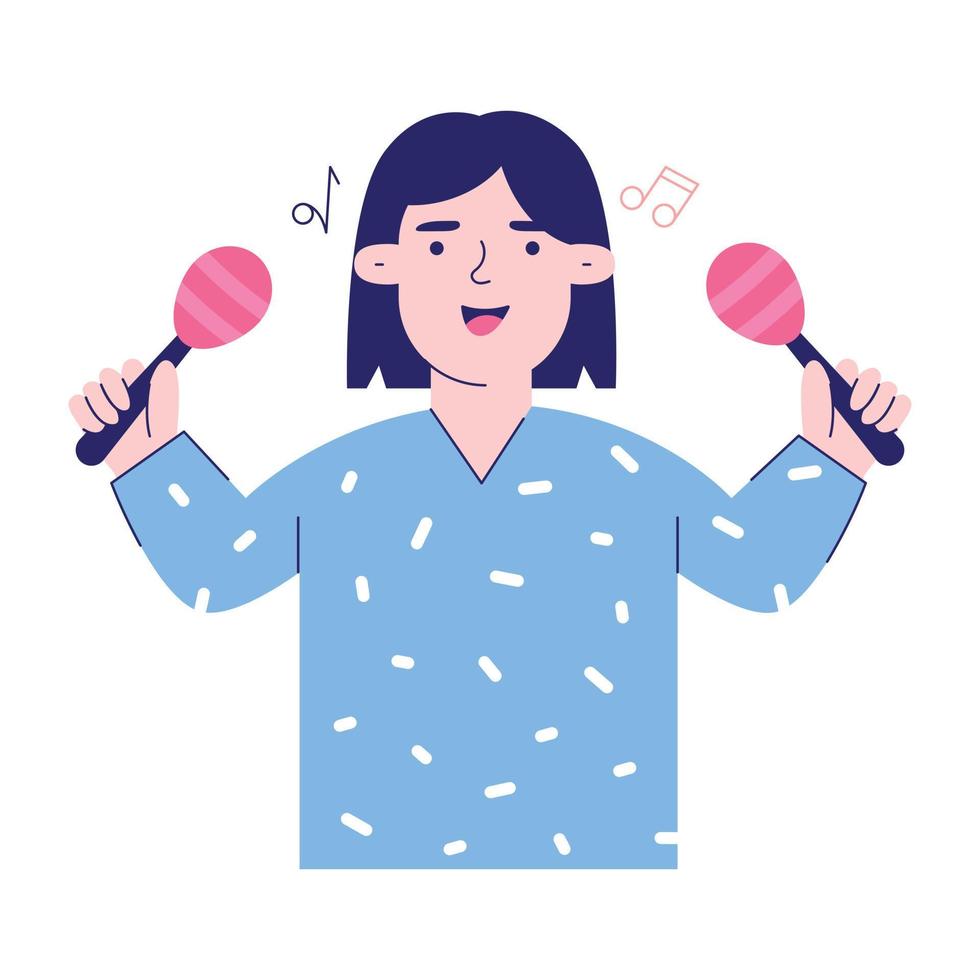 een verbazingwekkend ontworpen platte illustratie van maracas-speler vector