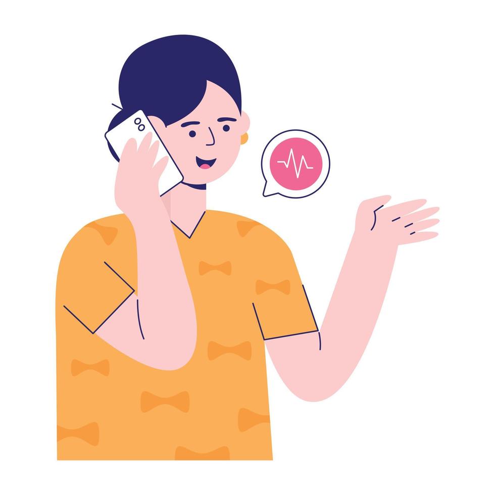 een handige platte illustratie van een telefoongesprek vector