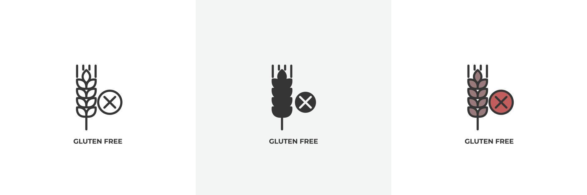 glutenvrij pictogram. lijn, solide en gevulde omtrek kleurrijke versie, omtrek en gevuld vectorteken. idee symbool, logo afbeelding. vectorafbeeldingen vector