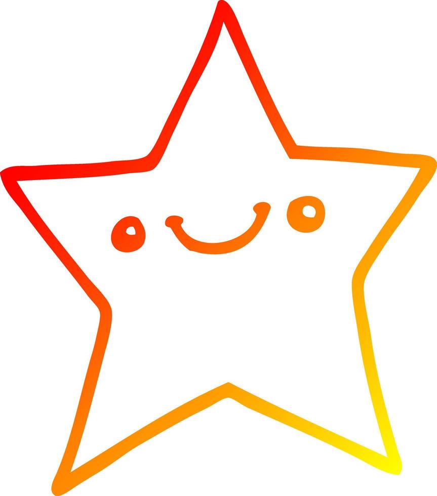 warme gradiënt lijntekening happy cartoon star vector