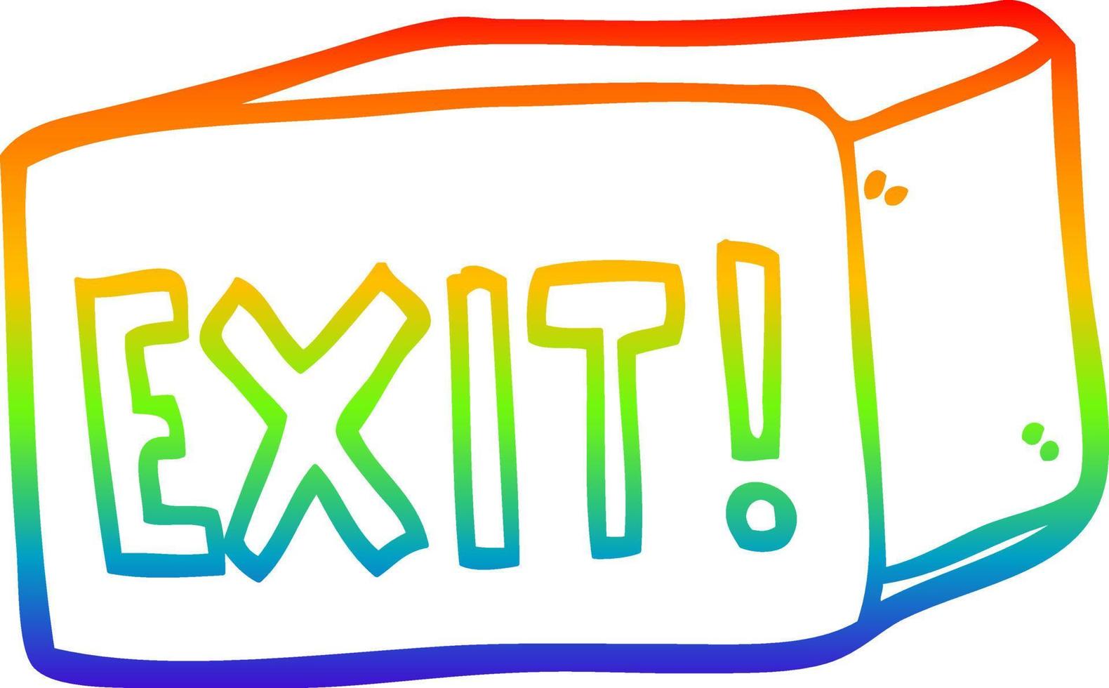 regenboog gradiënt lijntekening cartoon exit teken vector