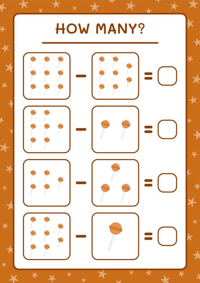 hoeveel kerstsnoepjes, spel voor kinderen. vectorillustratie, afdrukbaar werkblad vector