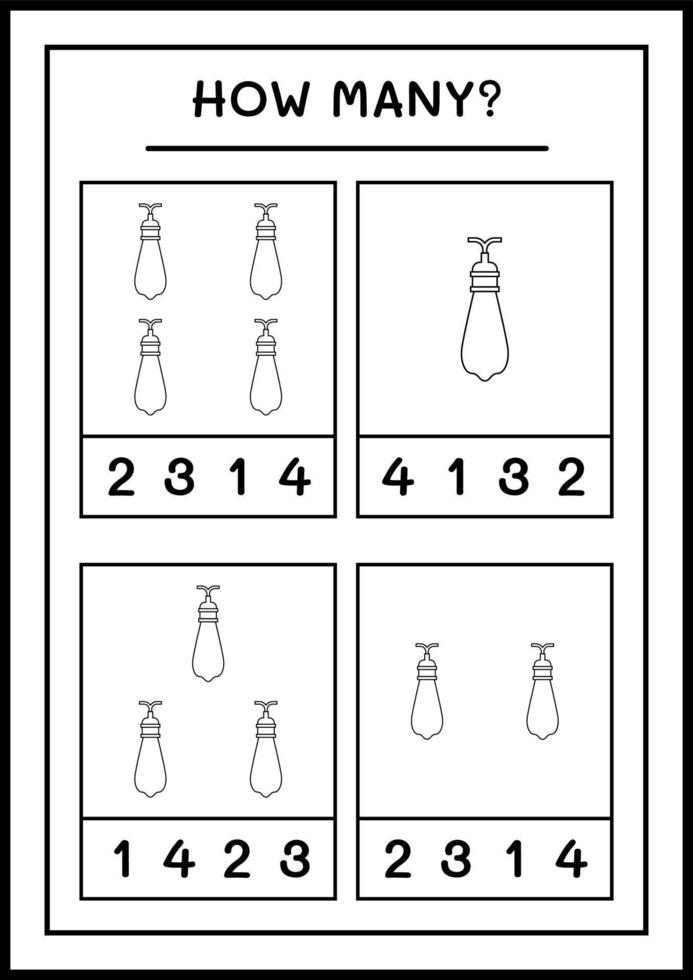 hoeveel kerstlicht, spel voor kinderen. vectorillustratie, afdrukbaar werkblad vector