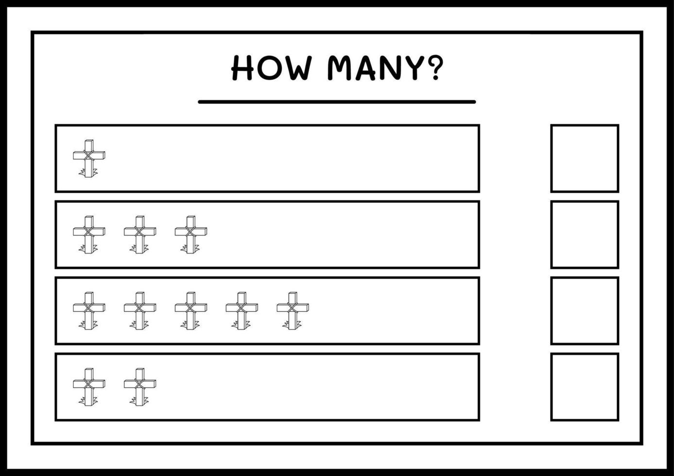 hoeveel heilig kruis, spel voor kinderen. vectorillustratie, afdrukbaar werkblad vector