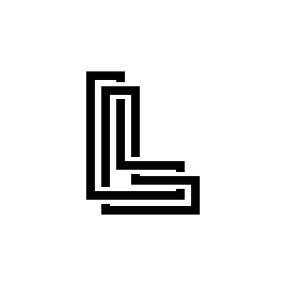 moderne letter l met overlappend lijnlogo-ontwerp vector