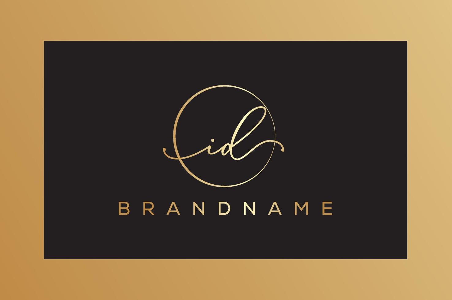 id id hand getekende logo van eerste handtekening, mode, sieraden, fotografie, boetiek, script, bruiloft, bloemen en botanische creatieve vector logo sjabloon voor elk bedrijf of bedrijf.