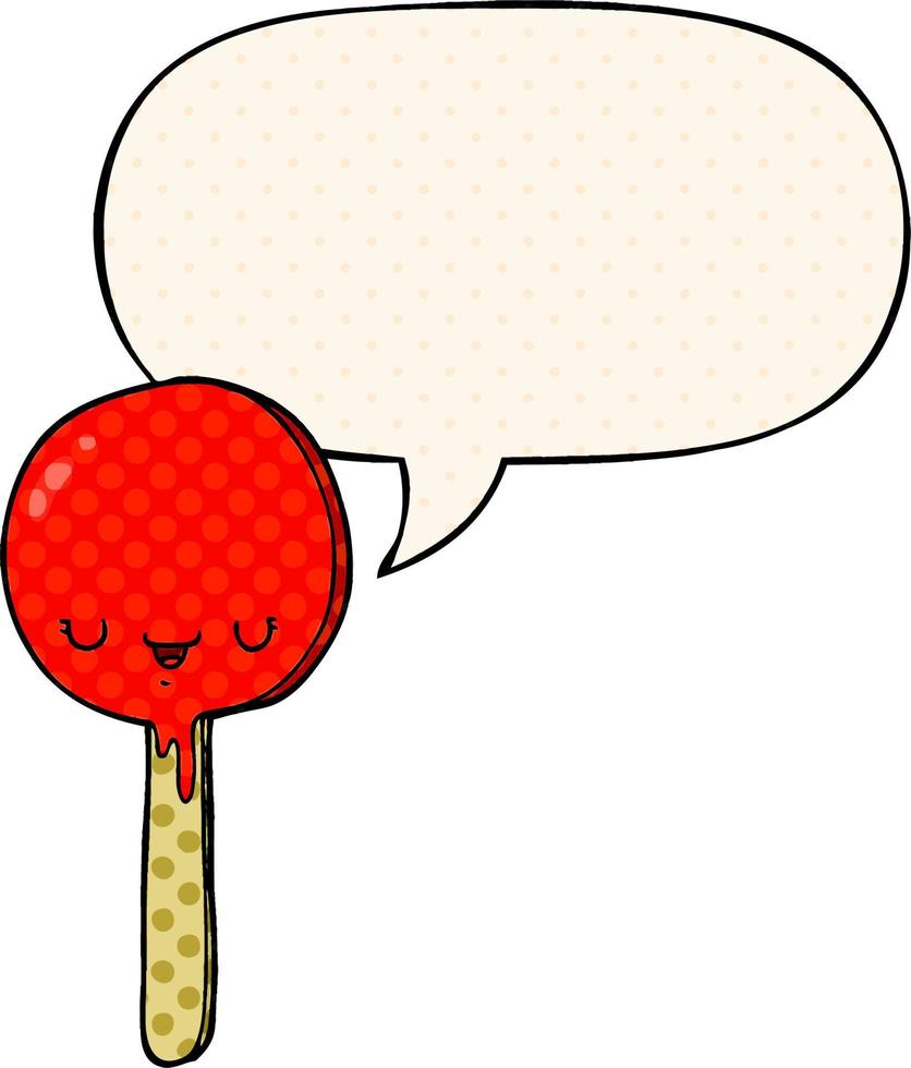 cartoon snoep lolly en tekstballon in stripboekstijl vector