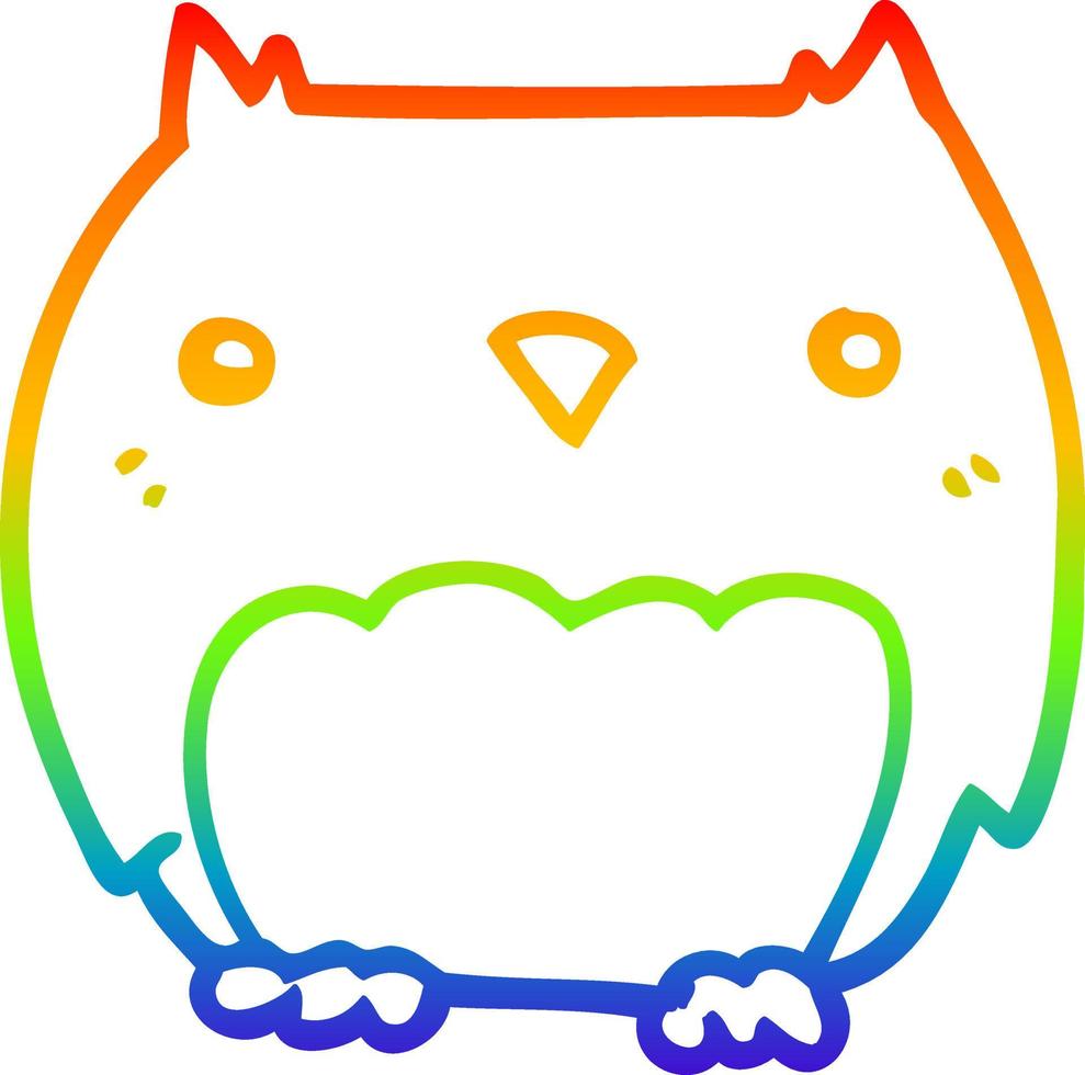 regenbooggradiënt lijntekening schattige cartoon uil vector