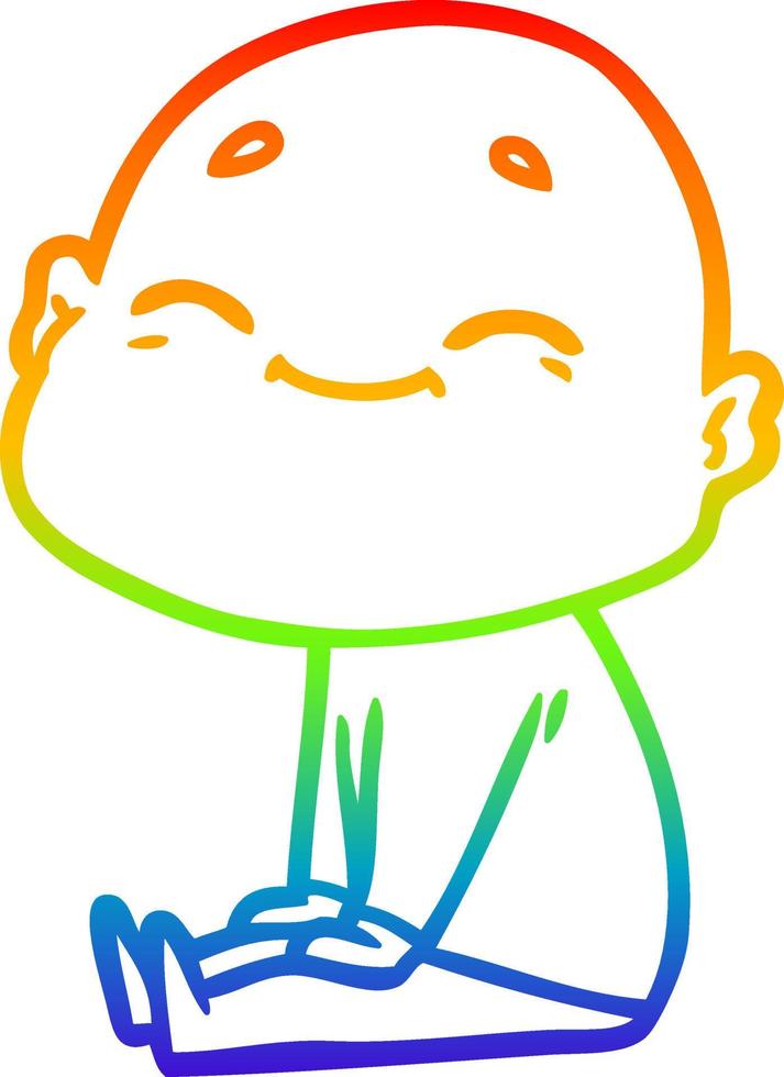 regenbooggradiënt lijntekening happy cartoon kale man vector