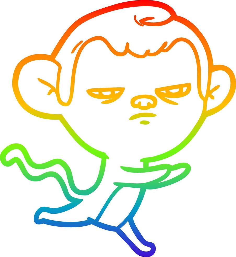 regenbooggradiënt lijntekening cartoon aap vector