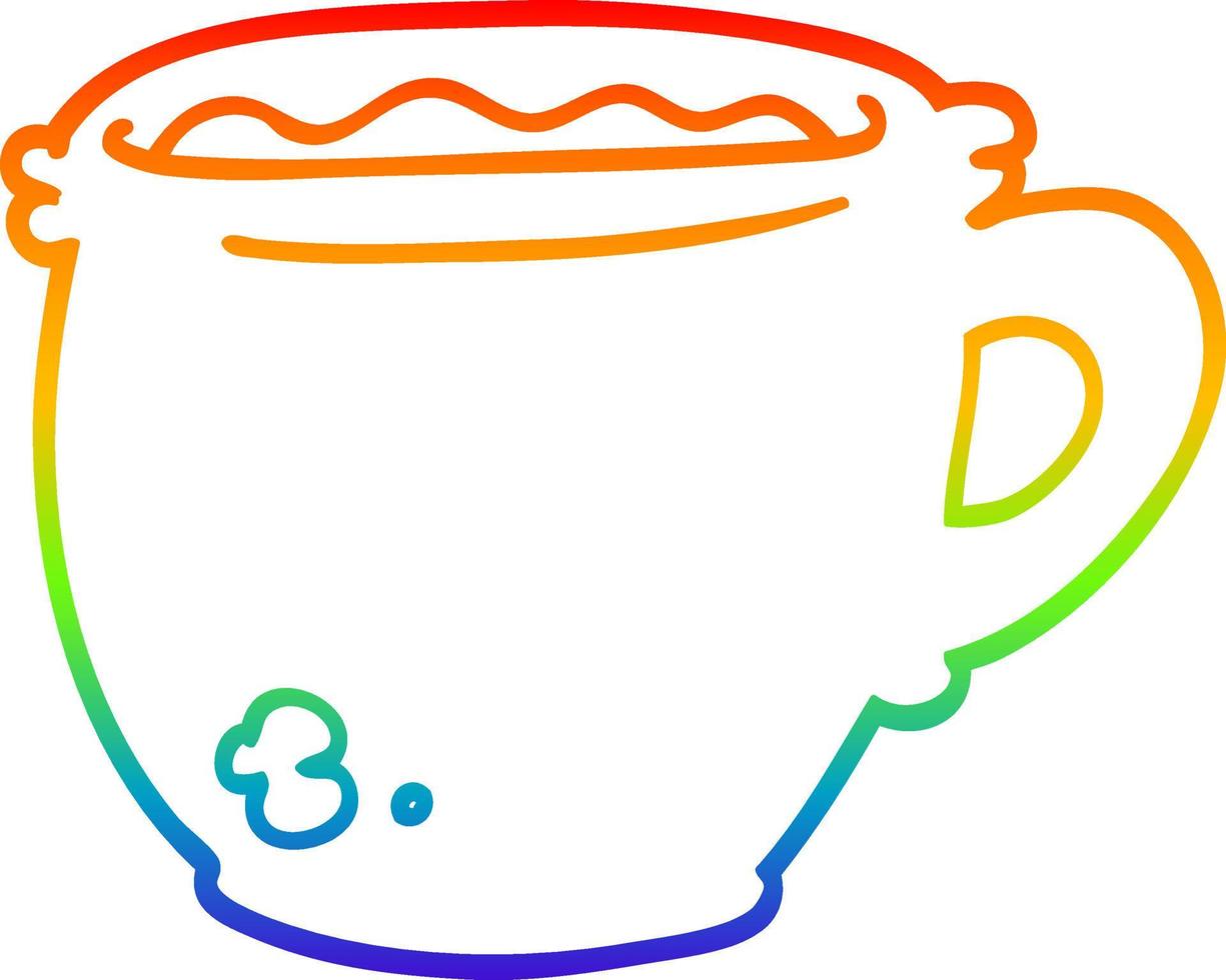 regenbooggradiënt lijntekening cartoon warme kop koffie vector