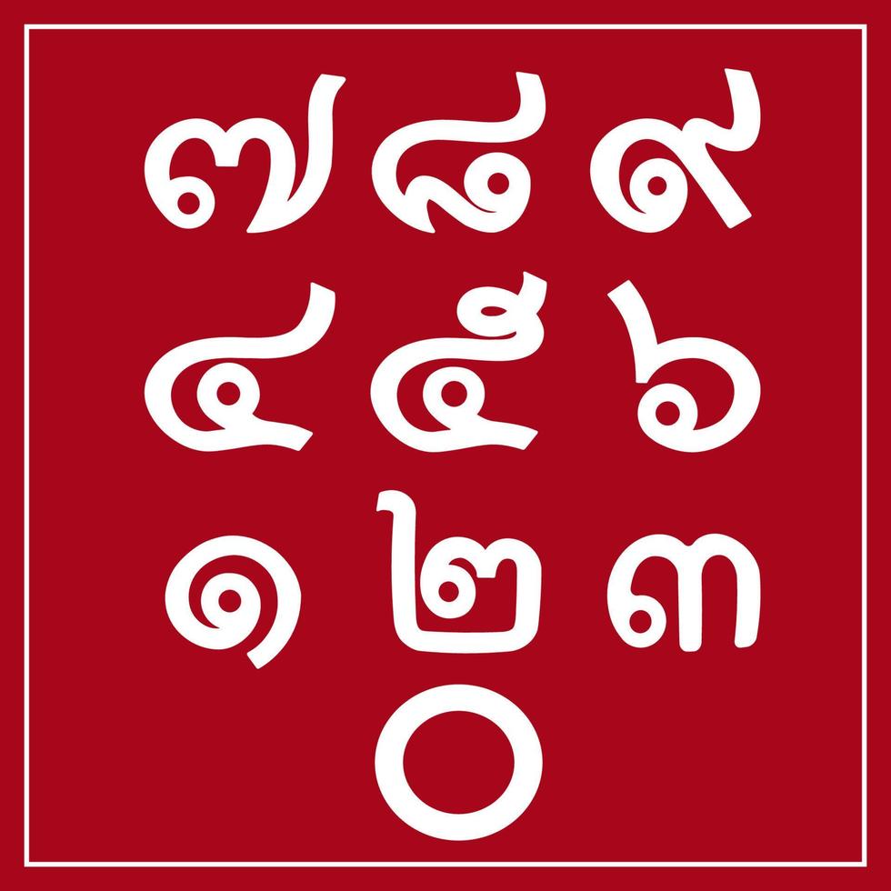 het thailand nummer 0 tot 9 toetsenbordposities vector afbeelding