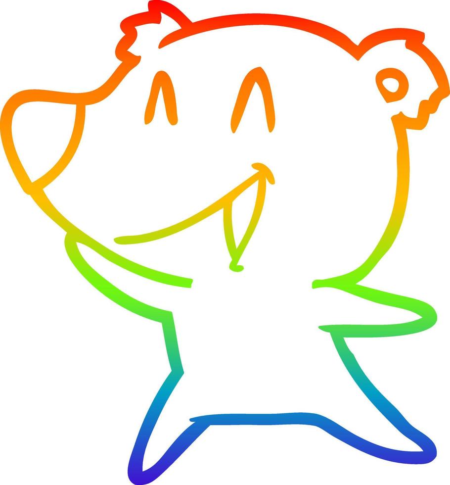 regenbooggradiënt lijntekening lachende ijsbeer cartoon vector