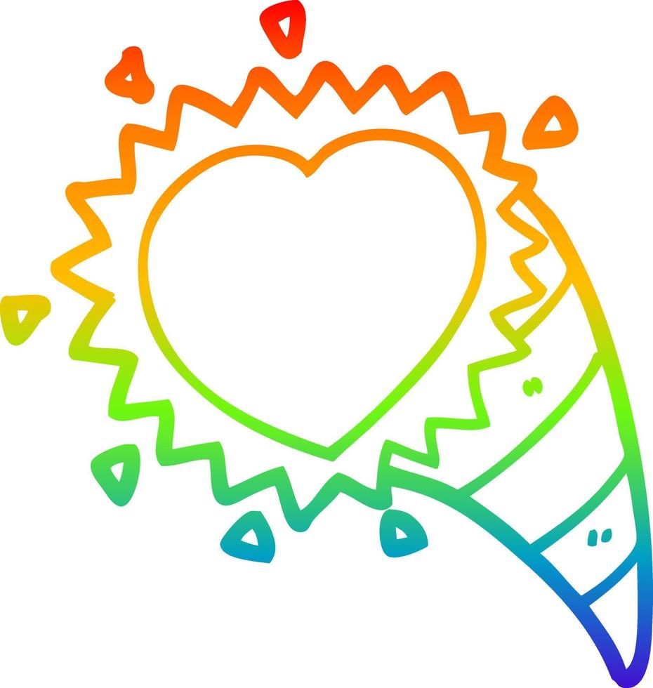 regenbooggradiënt lijntekening cartoon liefde hartsymbool vector