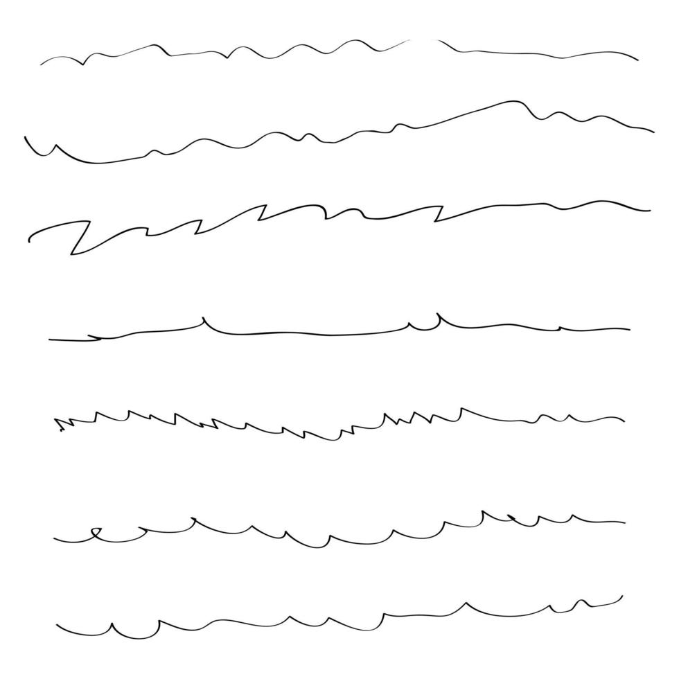 set handgetekende lijnen zwart en wit vector