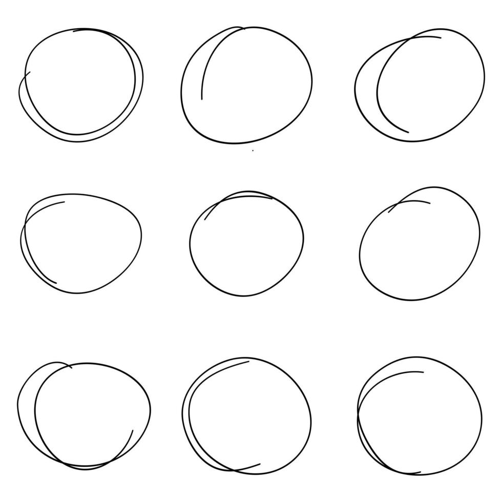 set handgetekende cirkelmarkeringen vector