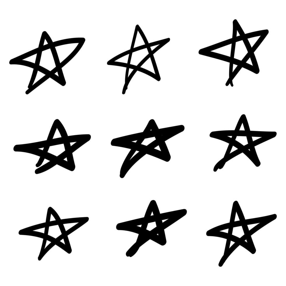 set hand getrokken doodle sterren geïsoleerd op een witte achtergrond vector