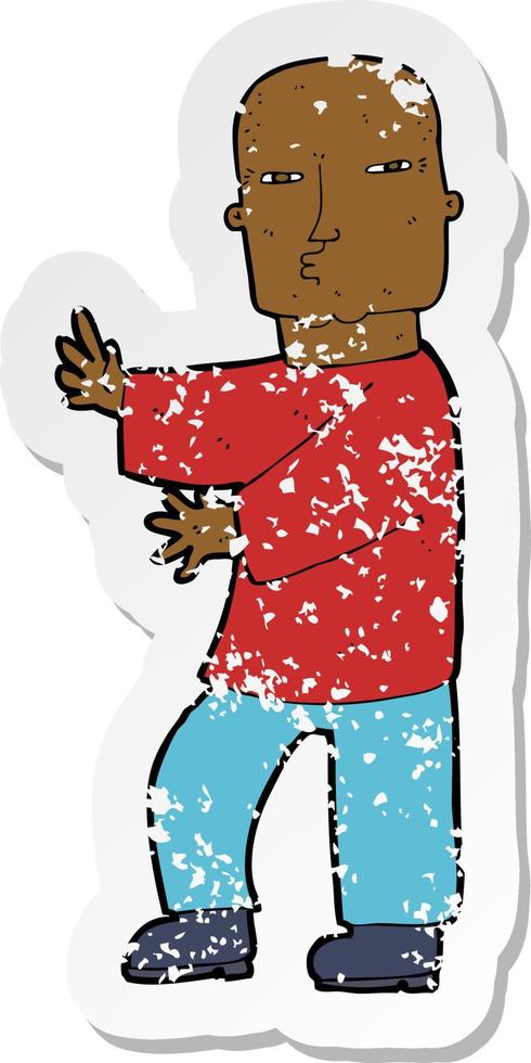 retro noodlijdende sticker van een cartoon stoere man vector