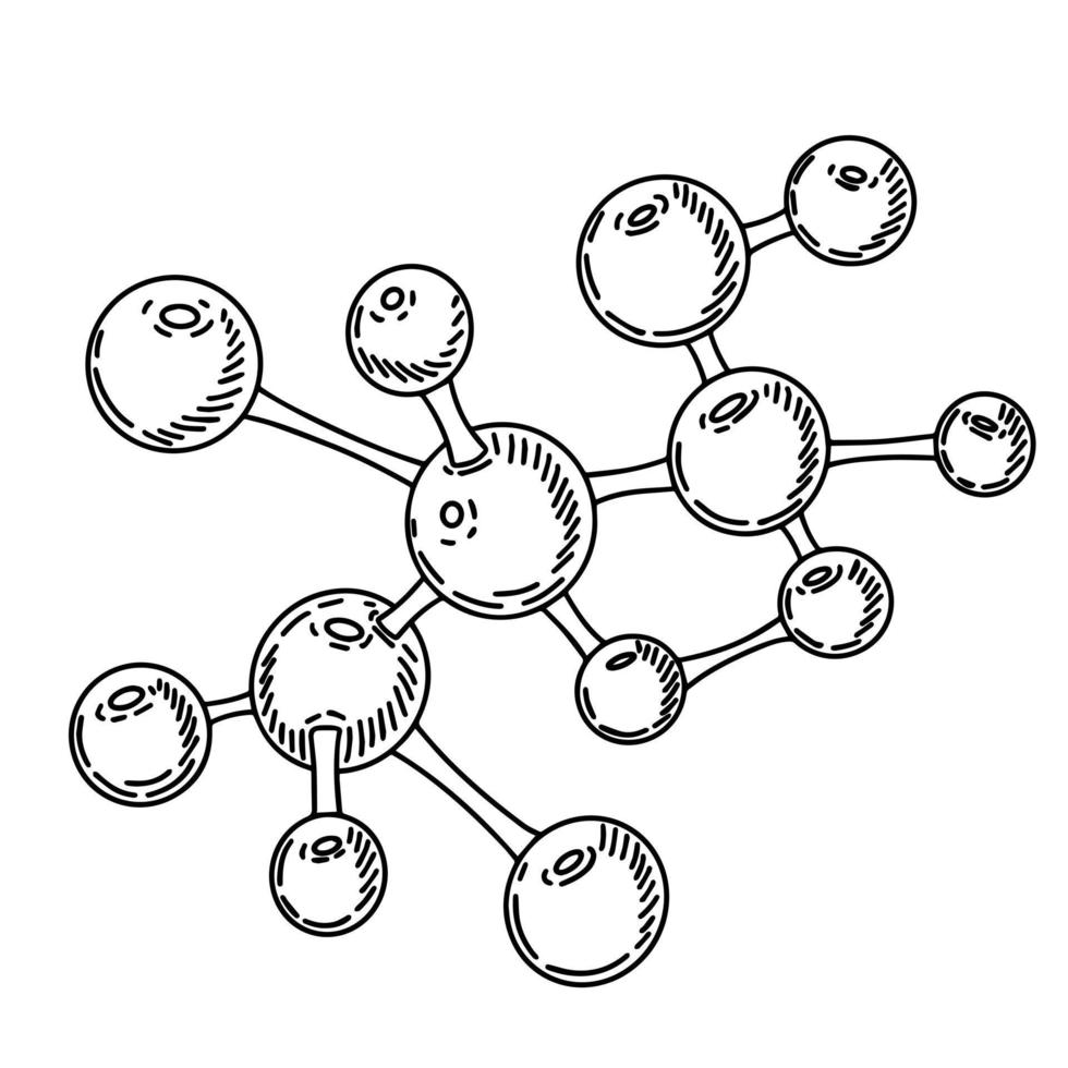 moleculen geschetst geïsoleerd. gas in de hand getekende stijl. vector