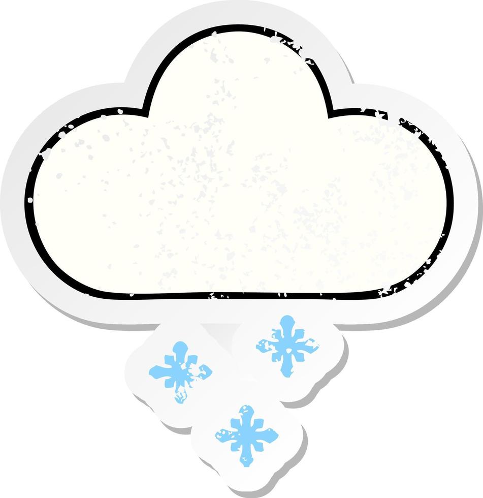 noodlijdende sticker van een schattige cartoon sneeuwwolk vector