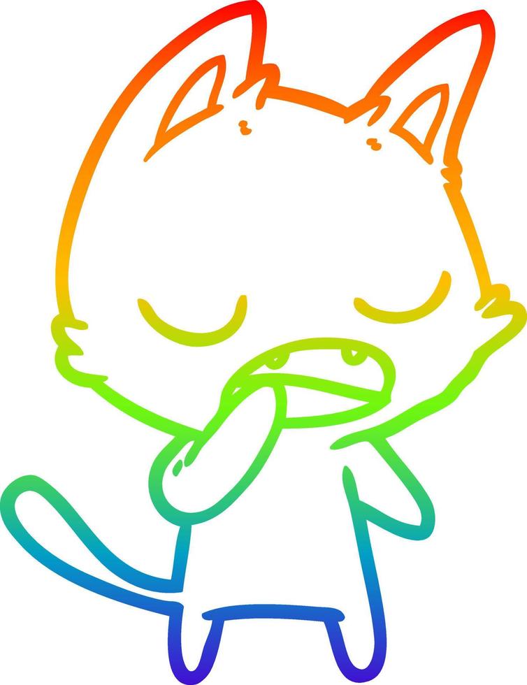 regenbooggradiënt lijntekening pratende kat cartoon vector