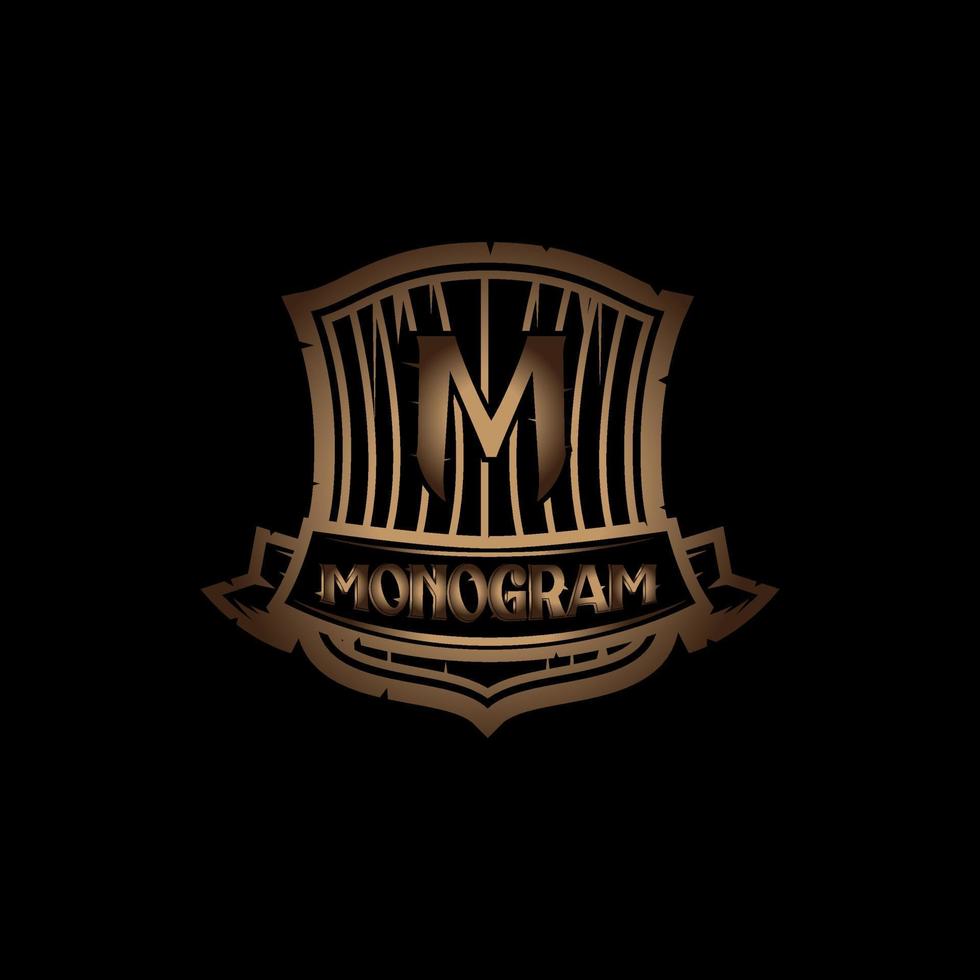 m monogram logo ontwerp blauwe vectorillustratie vector
