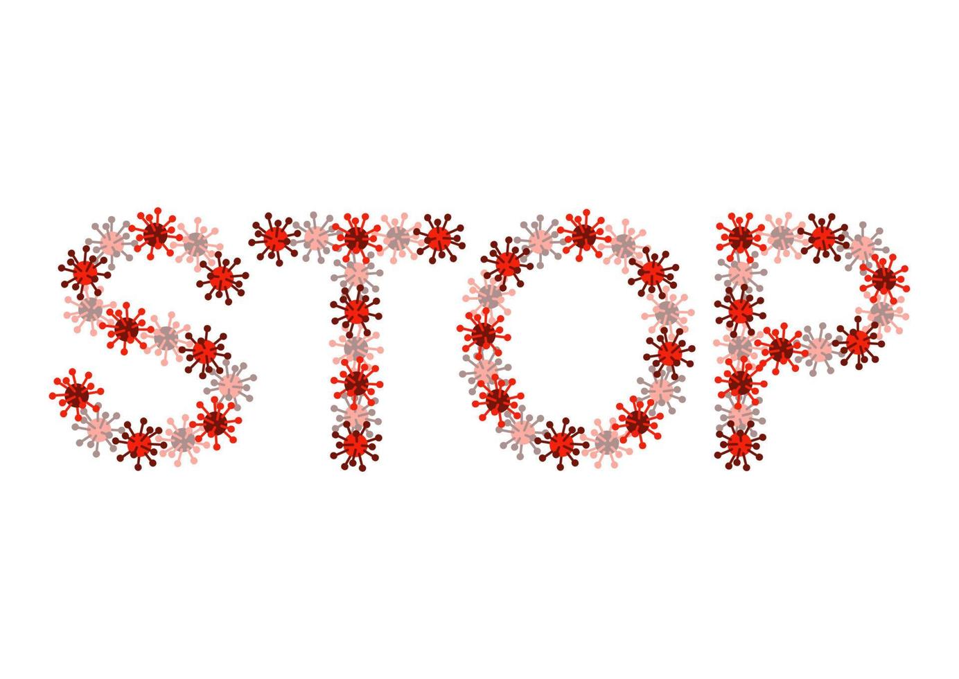 stop coronavirus covid-19 - woord opgemaakt uit virussen, belettering vector