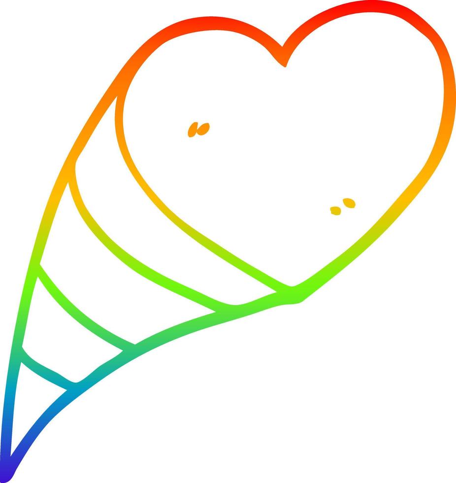 regenbooggradiënt lijntekening cartoon liefdesharten vector