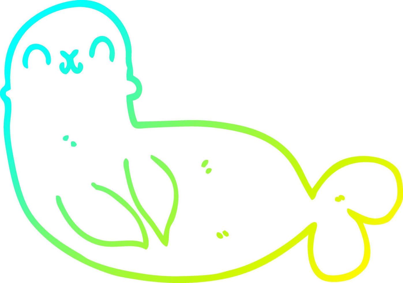 koude gradiënt lijntekening cartoon zeehond vector