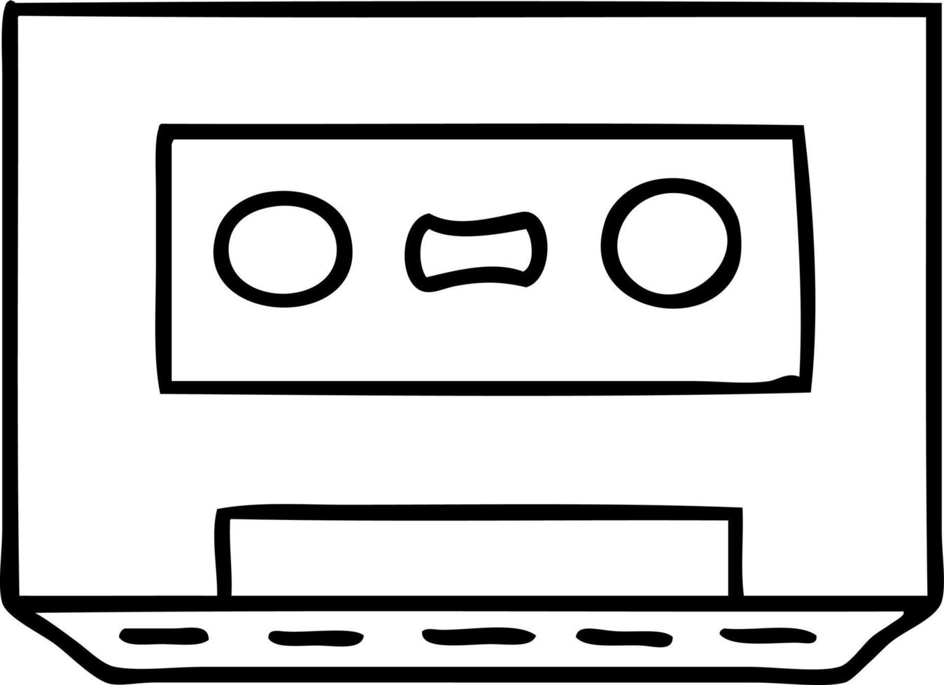 lijntekening doodle van een retro cassettebandje vector