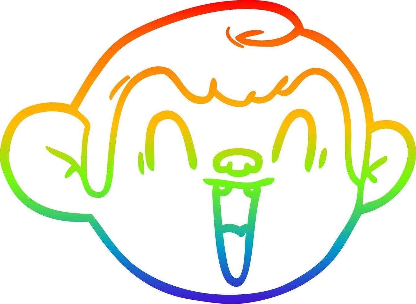 regenbooggradiënt lijntekening cartoon aap gezicht vector